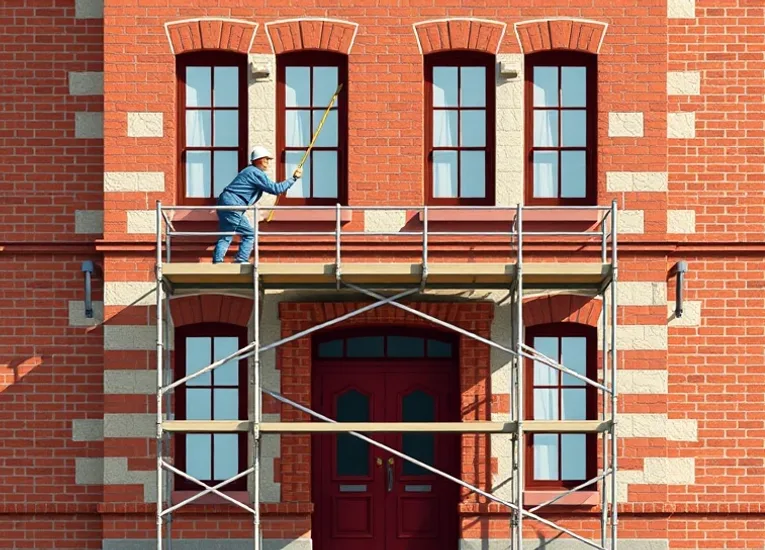 Ravalement de façade en pierre, nettoyage et application d'enduit
